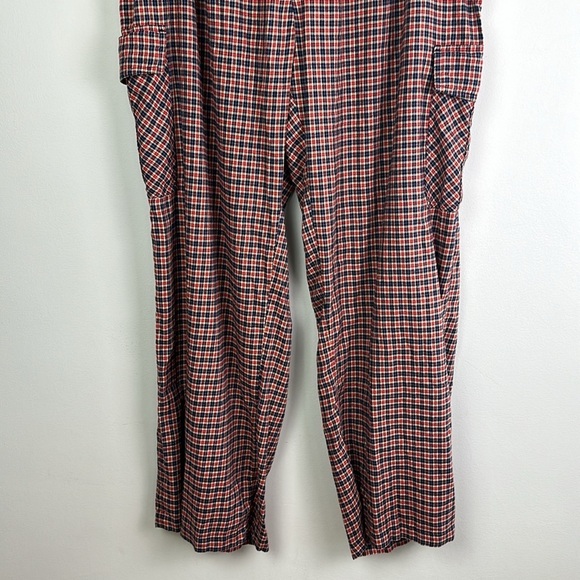 NEW Aerie XXL Flannel Cargo Skater Pajama Pants Red Blue Tan Plaid Pockets Soft - Picture 4 of 16